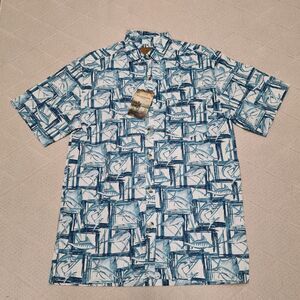 Clearwater Outfitters Blue Marlin Shirt Men's MEDIUM Short Sleeve Fishing Summer